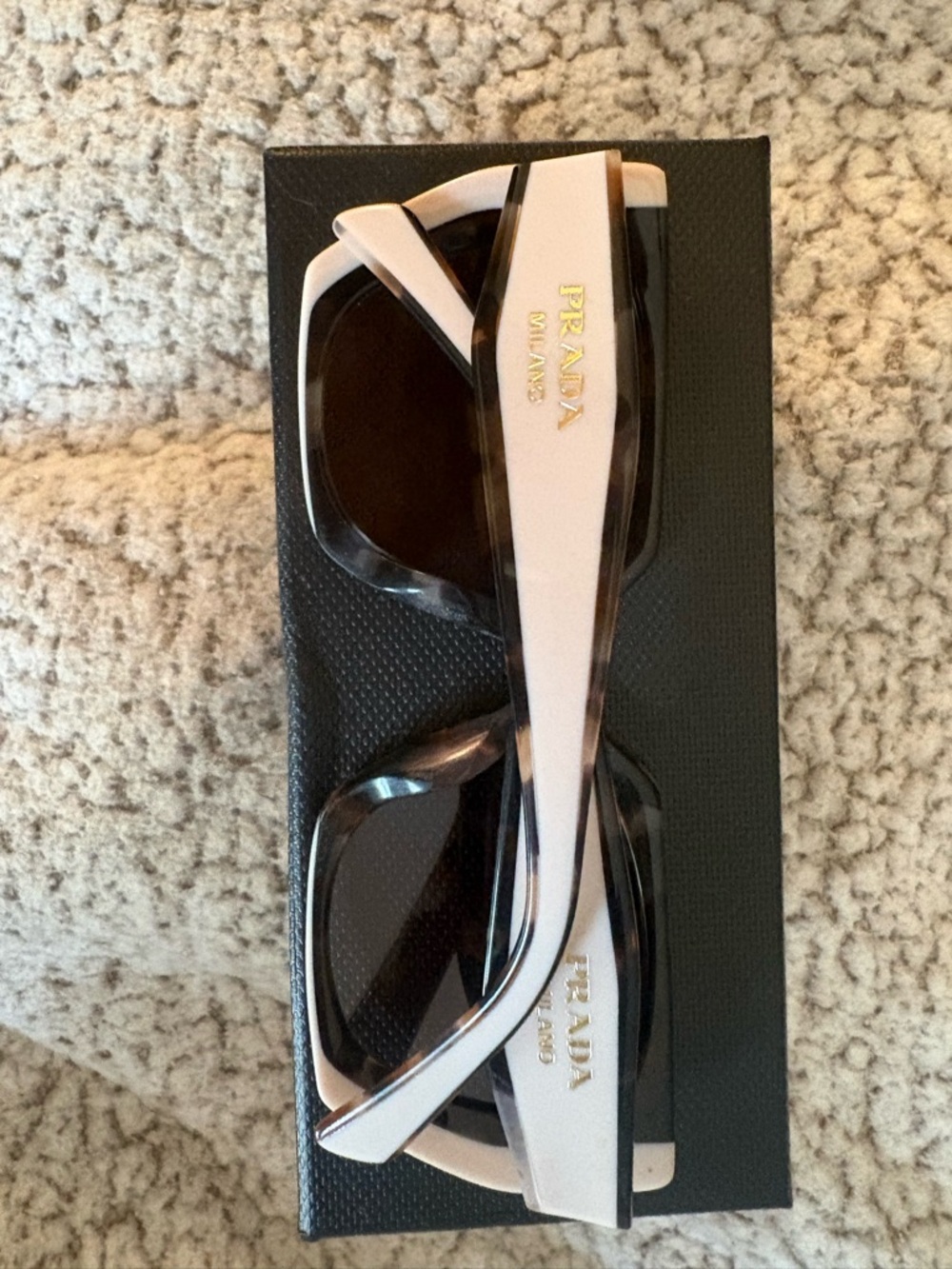 Prada Beige Arms with Tortoiseshell Front Square Sunglasses - Picture 4 of 7